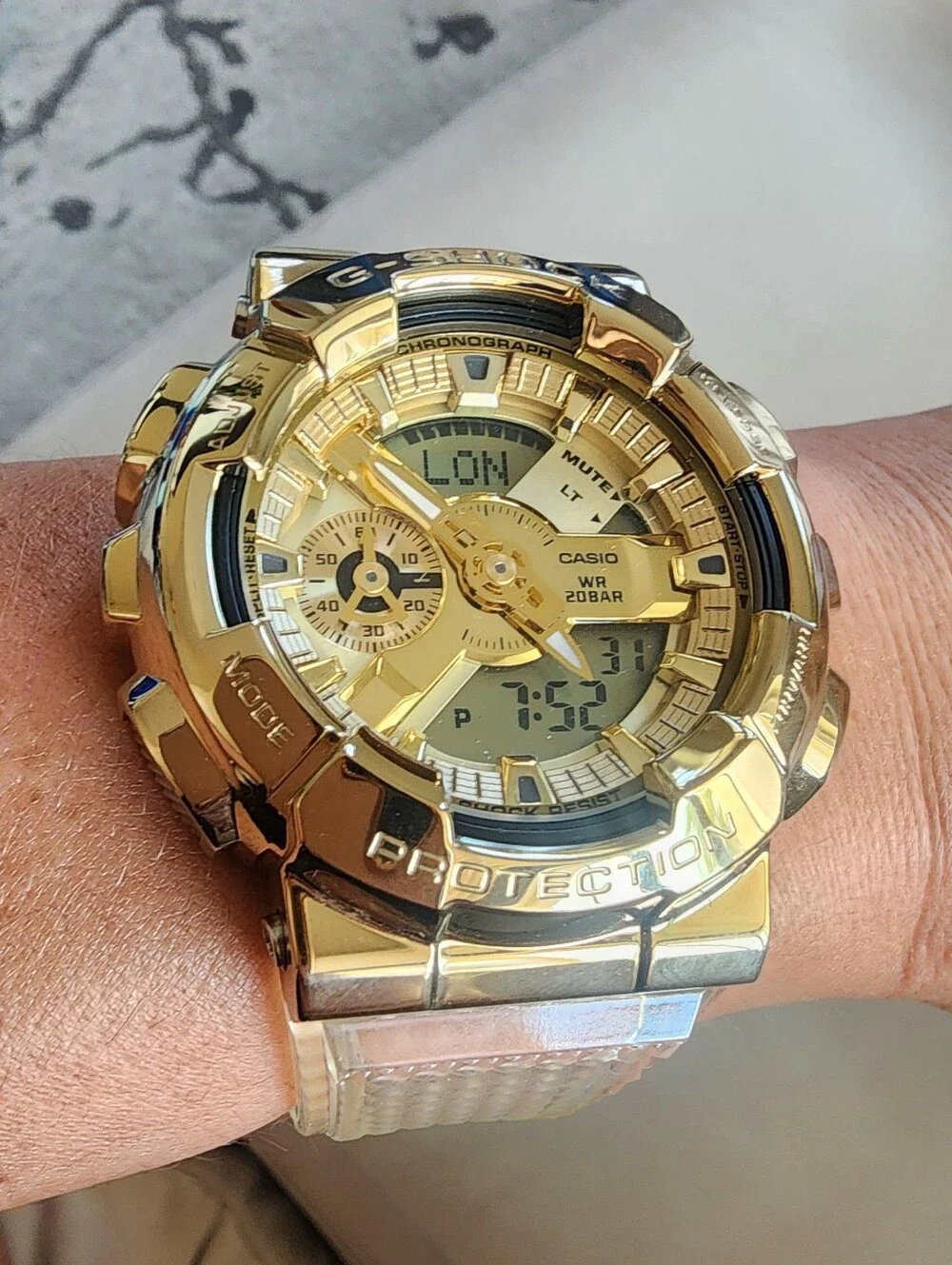 Casio G-Shock GM110SG-9A Gold Metal Clear Resin Watch New in Box